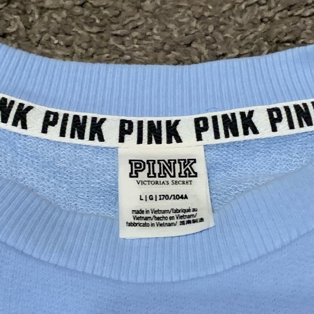 VICTORIA SECRET PINK PULLOVER CREWNECK LIGHT BLUE - Picture 3 of 3